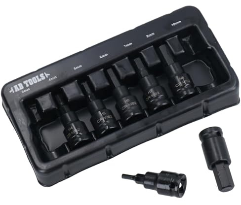 Metric MM Impact Impacted Hex Bit Allen Key Sockets 4mm – 10mm 7pc Set