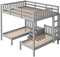 KecDuey Hausbett 140 x 200 cm Über 70 x 140 cm 3-in-1 Kinderhochbett,Hausbett, Etagenbett mit Nachttisch, Grau