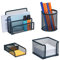 Relaxdays Schreibtisch Organizer Set 4-tlg, Metall, Dokumentenhalter, Zettelbox, Büroklammer- & Stiftehalter, anthrazit, 13,5 x 17,5 x 8 cm