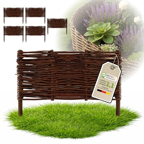 Floranica 5 pièces Clôture en Osier 30 cm x 40 cm – Panneau de Jardin tressé Palissade Clôture Naturelle Bordure de Massif