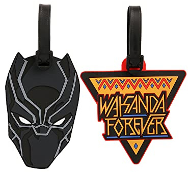 Disney Marvel Black Panther Black and Yellow 2 Piece Luggage Tag Set