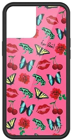 Wildflower Realisation Par x Devon Lee Carlson Hülle, kompatibel mit Apple iPhone 12 Pro Max, Rot, Frösche, Collab, schützender schwarzer Stoßfänger, 1,2 m Falltest-zertifiziert, kleines Unternehmen