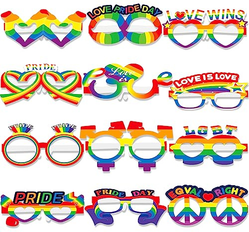 Regenbogen Gay Pride Party Brille Maske, Pride Dekorationen Lgbt Gay Pride Brille Regenbogen Party Photo Booth Requisiten, Lesben Junggesellinnenabschied Zubehör für Pride Month Pride Day Party Brille