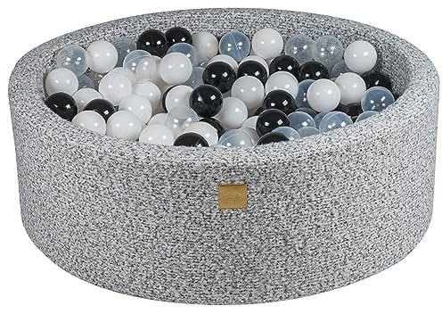 MEOWBABY Piscine à Balle pour bébé en Bouclé – Piscine à balles 90x30cm Douce avec 200 balles – Piscine a Balle Enfant, Grau Melange