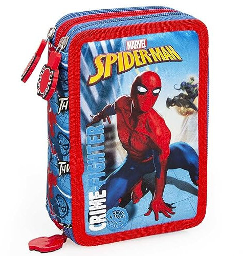 Marvel Spider-Man 20cm Federmäppchen gefüllt mit Stiften, Radiergummi, Schere