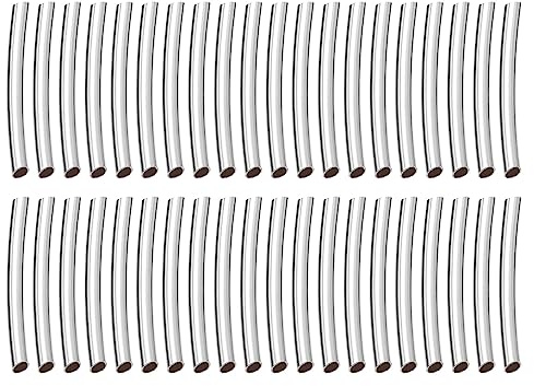 QUARKZMAN 220Stk 2x20mm Messing Gebogen Rohr Perlen 1.5mm ID Glatte Nudeln | Abstandshalter Perle für Schmuck Handwerk Herstellung Silber Ton