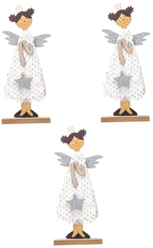Abaodam 3stücke Weihnachtsengel Holzfigur Niedlicher Engel Tischdekoration Kreatives Weihnachtsdekor Für Innenräume Für Fenster Kaminsims Desktop Perfektes Für Weihnachten