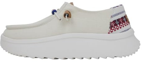 Hey Dude Wendy Peak Baja Stripe Damen-Sneaker, Weiß, Größe 45, Damenschuhe, Slipper, bequem und leicht, Weiss/opulenter Garten, 44.5 EU