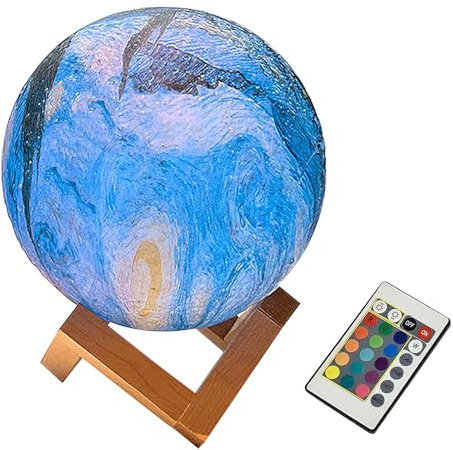 Planeten Lampe, 3D Mondlicht Mondlampe, Sternenhimmel USB Lade Stimmung Licht, 16 Farben Remote & Touch Control Nachtlicht, Kleine Mondschein Smart Touch LED Lampe Eid Mubarak Hadsch Geschenke