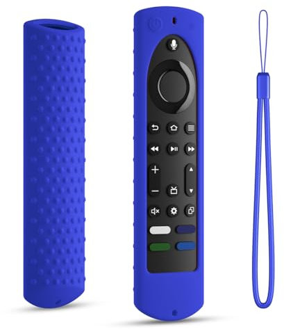 DUOLAXMENG Silikon-Schutzhülle für Fire TV Stick 4K+ Max 2. Generation 2023 Fernbedienung, Toshiba/Insignia Smart TV-Fernbedienung, rutschfeste Hülle mit Umhängeband, Blau