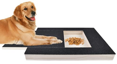 Tabla rascador para perros: almohadilla para rascar perros con caja de golosinas, tabla de rascar de madera maciza, tabla multifuncional para rascar garras y lijadoras para perros (negro)