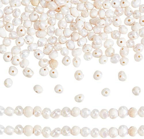 GOMAKERER Ca. 142 Stück Natürliche kultivierte Süßwasserperlen 2mm, Winzige Muschelfarbene Echte Süßwasser-Zuchtperlen Ovale Süßwasserperlen Für Die Herstellung Halsketten Schmuck (0.5mm Loch)