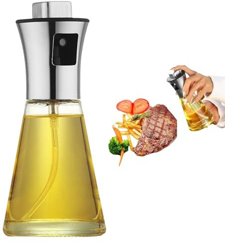 : GaoBangM 200ml Oil Sprayer Bottle,Vinegar Sprayer Dispenser,Dressing Spray Grilling Olive Oil Glass Bottle & 304 stainless steel, for Kitchen Cooking Salad Bread Baking BBQ (Cone)