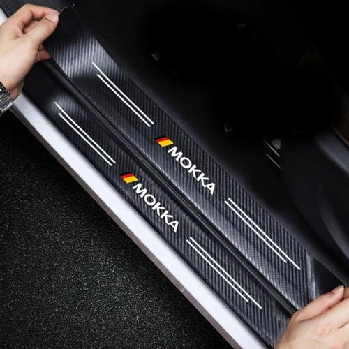 4 Stück Auto Einstiegsleisten Schutz Aufkleber für Opel Mokka, Kohlefaser Türschweller Trittschutz Lackschutzfolie (Mokka)