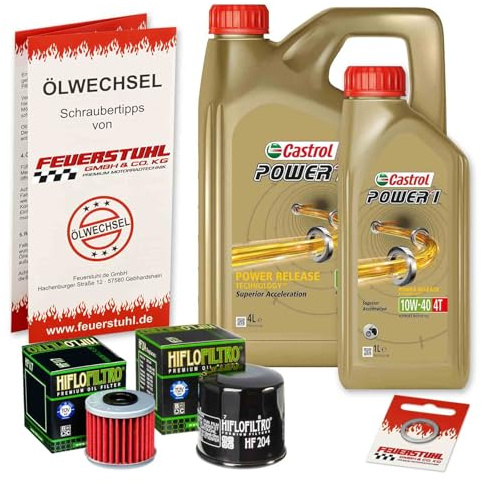 Öl & Ölfilter für Honda NT 1100 DCT, 2022-2023 (SC84), Ölwechsel Set, Castrol 10W-40 Motoröl + HiFlo Filter + Dichtring(e)