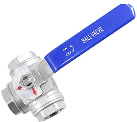 Kit de Robinet À Tournant Sphérique 3/4Dn20 En Acier Inoxydable À Trois Voies, Robinet À Tournant Sphérique de Type T Avec Poignée de Verrouillage En Vinyle, Robinet À Tournant Sphérique À Filetage F