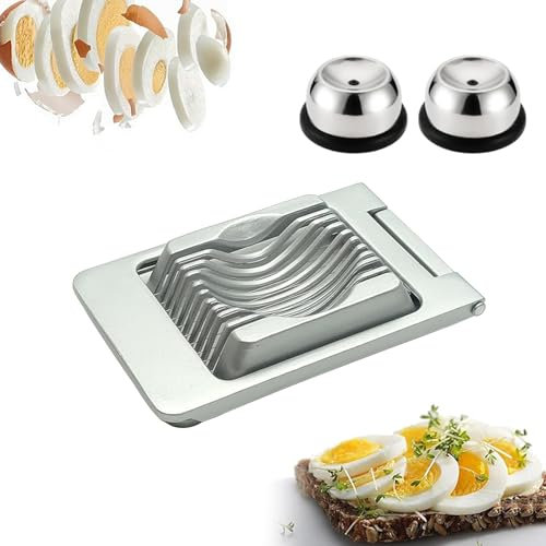 Eierschneider, Profi Eierteiler Schneiddrähte aus Edelstahl Spülmaschinenfest, Stable Eischneidewerkzeug aus Aluminium Eierschneider für runde und ovale Eier Schneiden Silit Gitter, Schwarz