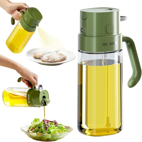 Dispensador Aceite Spray 2 en 1 Aceitera Difusor 550 ml Pulverizador Aceite Spray Cocina y Vertido, Práctico y Antigoteo Rociador Vaporizador de Aceite de oliva