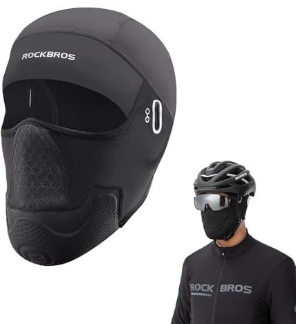 ROCKBROS Sturmhaube Motorrad für Herren, Balaclava Winter Helm Liner Winddicht Gesichtmaske Atmungsaktiv Vollgesichtsmaske für Fharrad Ski Snowboarden, Schwarz
