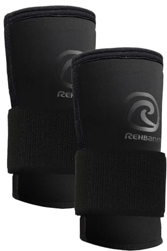 Rehband RX Wrist Support Power Max - 3-in-1 Handgelenk-Bandage Fitness & Krafttraining, 5 mm SBR/Neopren Wrist Wrap schützt & stabilisiert das Handgelenk - 1 Paar, Farbe:Carbon/Schwarz, Größe:S