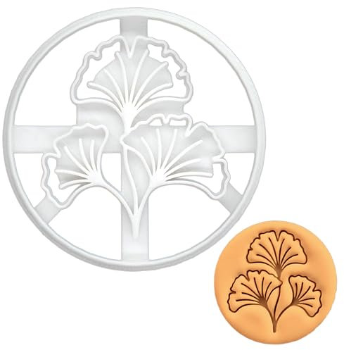 BAKERLOGY Ginkgoblätter Ausstechform - Blätter von Ginko oder Ginkgo Ausstecher, Detailliertes Keksausstecher, Ideal für Fondant, Keksteig, Ton