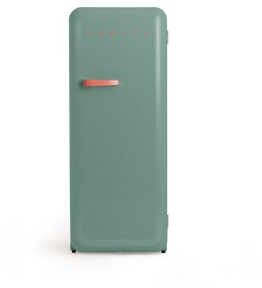 CREATE / RETRO FRIDGE 150 TERRACOTA/Frigorifero verde salvia con maniglia terracotta e congelatore 281L / 102W, 150cm, 3 ripiani, regolatore di temperatura, portabottiglie, 60x60x150cm