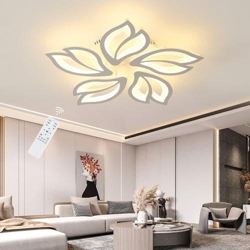 DELIPOP Plafonnier LED Dimmable, 45W Lampe de Plafond Moderne avec Télécommande 3000K-6500K, Acrylique Luminaire Plafonnier avec Mémoire, pour Chambre Salon Salle à Manger Hôtel