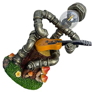 Uonlytech Solarlampe Roboter Statue Garten Dekor Harz Ornament Leuchtender Parkdekor Solarleuchten Für Wege Balkon Terrasse Gartendekoration