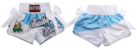 Volere è potere, Pantaloncini da Boxe, Pantaloncini da Kickboxing, Pantaloncini da Muay Thai, Pantaloncini da Boxe, Pantaloncini Sportivi, Uomo Donna, Pantaloni da MMA di Lusso, Blu bianco, S/M