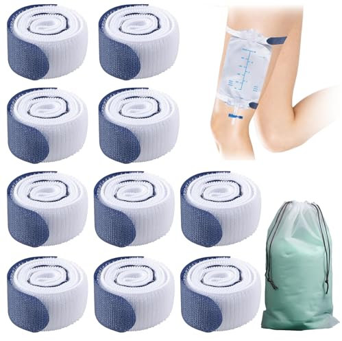 10 Stück Beinbeutel Halterung,Urinbeutel Halter,Bein Verstellbarer Befestigungsgurt,Urinbeutel Halter,Katheter Gurt,mit Aufbewahrungstasche 1,Passend für Katheter-Urinbeutelschlauch