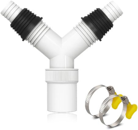 JAWUZ Raccordo scarico lavatrice per lavastoviglie,scarico lavatrice – Doppio connettore filettato a Y per tubo con raccordo di ingresso da 20-31mm e uscita tubo da 36 mm con filettatura plastica(A)