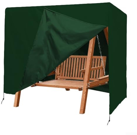 Outdoor Hollywoodschaukel Abdeckung für Gartenmöbel 3-Sitzer, robustes 210D Oxford-Gewebe mit wetterfestem Design und verstellbarem Kordelzug und Schnallenverschlüssen (grün)