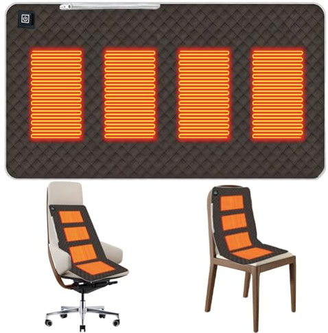 Beheizbares Sitzkissen, 3 Heizstufen, Beheiztes Sitzkissen USB Beheiztes Heizkissen Kabellos Heating Pad, für Ausflug Outdoor Camping Bürostuhl Sofa, 45 X 90 cm (Kaffeebraun)