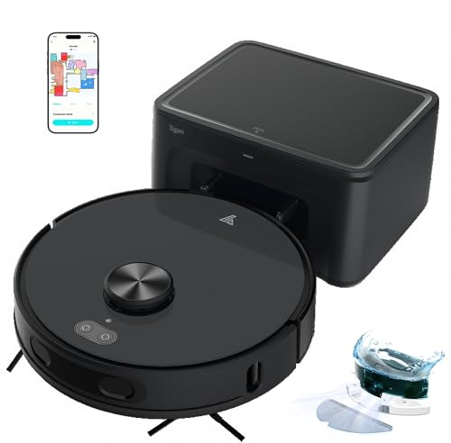 Yigars Robot Aspirador y fregasuelos hasta 8000Pa Navegación LiDAR y Mapeo | Potente succión Autovaciado Autonomía de 220 Minutos, Anticolisión, Limpieza Personalizada Control por Voz y App-Negro