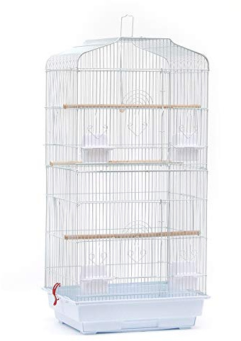 Vogelkäfig mit Vogelspielzeuge, Vogelbauer Vogelvoliere Vogelhaus mit Sitzenstangen, Futternäpfe und Schmutzwanneneinsatz