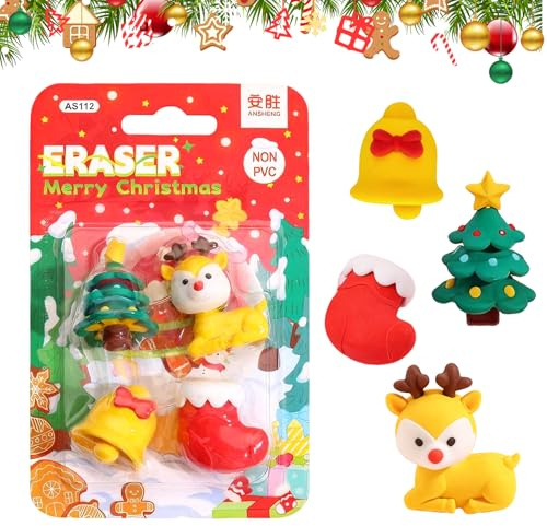 Weihnachts-Radiergummi, niedliche Puzzle-Entwürfe, Mini-Radiergummis, lustige Radiergummis, für Weihnachten, Partys, Studenten, Schulgeschenke (geschmacklos)
