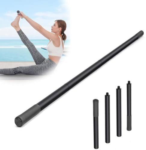 Yoga Stick 5 ft Sturdy Steel, Adjustable Stretching Fitness Stick for Mobility Flexibility and Balance, Versatile Exercise Sticks with 4 Steel Rods & Foam Handles for Rehabilitation and Posture