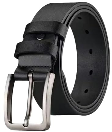 xiongWeiLai Ceinture Homme Cuir Véritable Noir 3,8 cm avec Boucle Métallique Robuste – Ceinture Homme Cuir Noir 115 cm Ajustable, Élégante Pour Jean, Costume ou Tenue Professionnelle