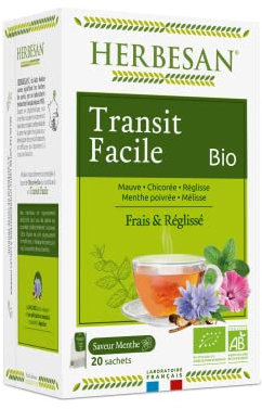 HERBESAN®- INFUSION TRANSIT FACILE BIO- Saveur Menthe - Sans plastique- 100% plantes bio - 20 sachets en papier