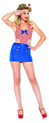 Leg Avenue Kostüm Shore Leave Sailor für Damen Blau/Rot Größe S/M