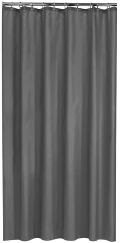 Sealskin Madeira Textil Duschvorhang, für Badewanne und Dusche, wasserabweisend, waschbar, Badezimmervorhang aus 100% Polyester, Farbe: Grau uni, B x H: 180 x 200 cm