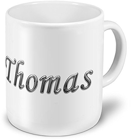 digital print XXL Riesen-Tasse mit Namen „Thomas“ - Jumbotasse mit Design Chrombuchstaben - Namens-Tasse, Kaffeebecher, Becher, Mug