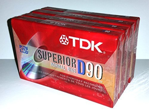 TDK Superior Normal Bias D90 IEC I / Type I For Everyday Recording Audio Cassette Tapes - 4 Pack