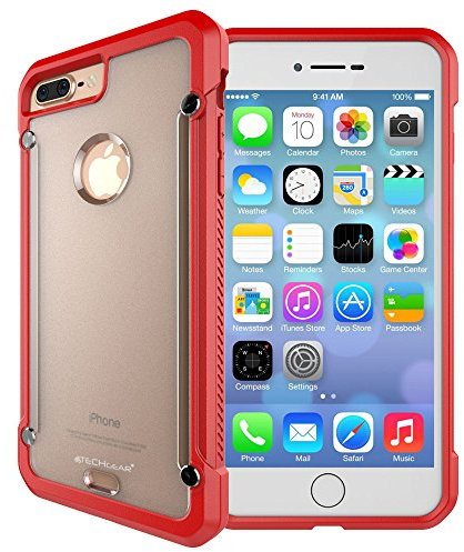 TECHGEAR iPhone 8 Plus / 7 Plus Case - Fusion Armour Premium Slim Hybrid Tough Rugged Protective Bumper Case - Heavy Duty Protection - Red