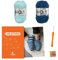 myboshi Häkelset Hausschuhe Suzuka, inkl. No.1 Wolle, Nadel und Anleitung, Schuh-Häkelpaket, 30% Merinowolle Blau, mit Häkelnadel