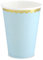 PartyDeco Satz von Pappbechern Hellblau mit Gold Rand Einweggeschirr Papier Teller Dekoration für Baby-Dusche Geburtstag und Kommunion