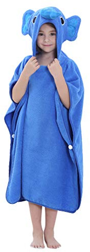 COOKY.D Unisex Baby Girls Boys Poncho Bath Towel Hooded Bath Robe for 0-6 Years Old, 70 x 70cm, Elephant
