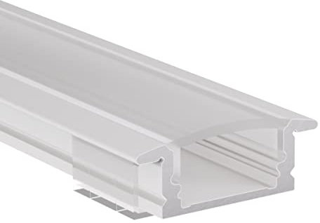 Alumino | LED Aluminiumprofil Weiß | 200 cm | Einbauprofil | Semi Abdeckung | für 12 mm LED-Streifen | 2m | Rhein
