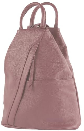 modamoda de - T180 - ital Borsa da donna zaino in nappa, Colore:Rosa Antico