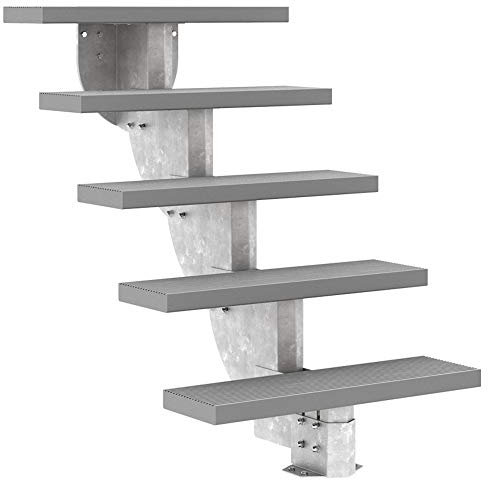 DOLLE Außentreppe Gardenstep 5 Stufen Höhe 92,5-112,5 cm Stufen Trimax® 80cm Grau